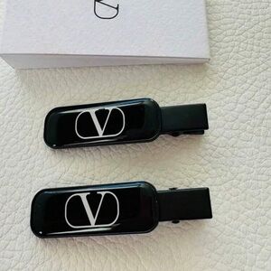 Valentino Black Logo Hair Clips